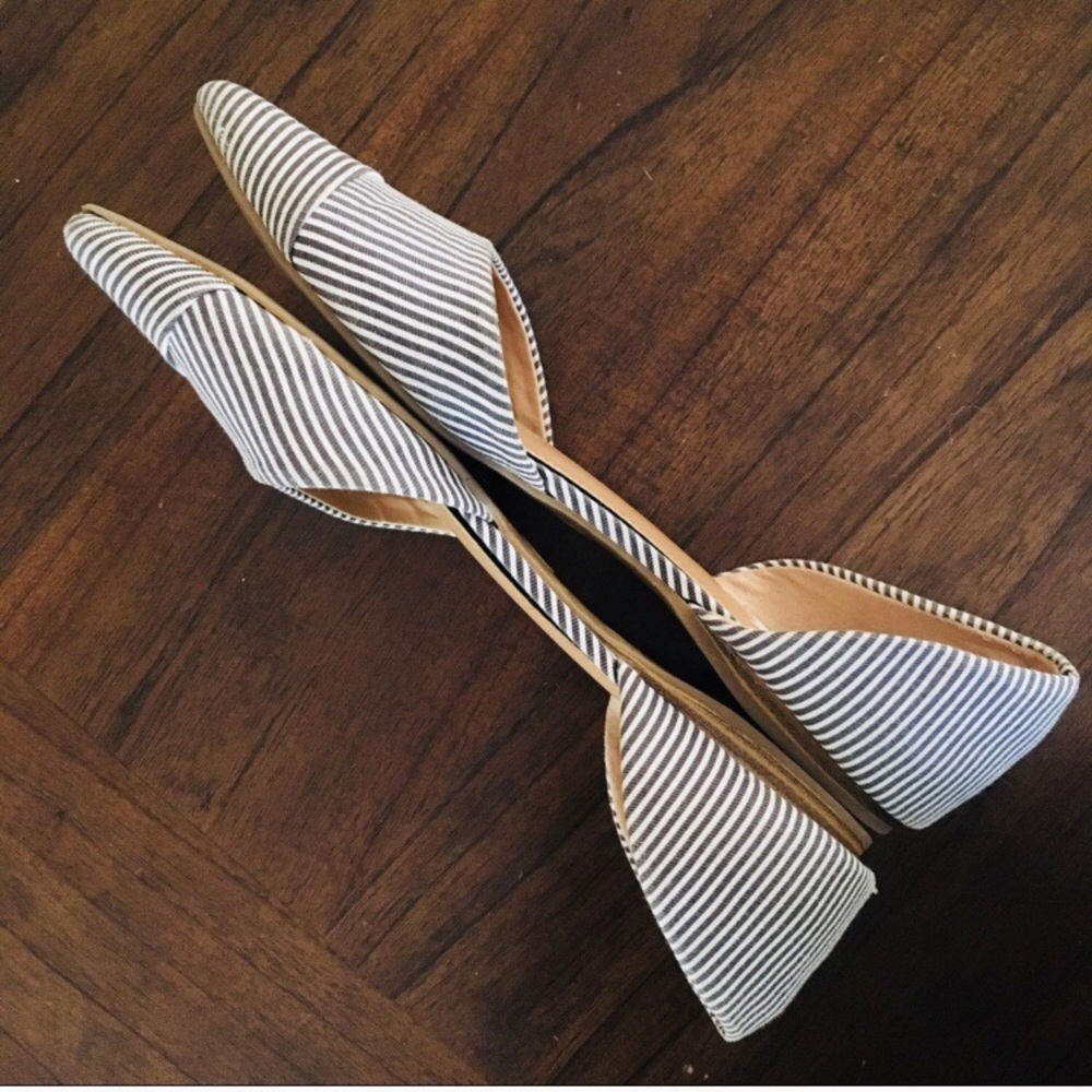 Blue/White Nautical Striped D’Orsay Flats - Picture 2 of 6